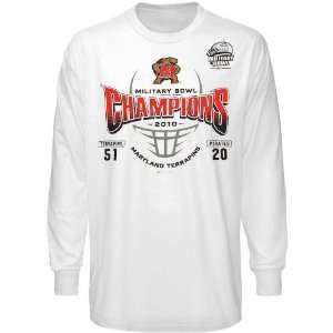  Maryland Terrapins White 2010 Military Bowl Champions Long 