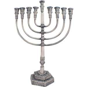 Pewter Temple Menorah   Solid Weight   22 High