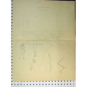  C1890 Painting Outline Human Body Jumping Shapes Print 