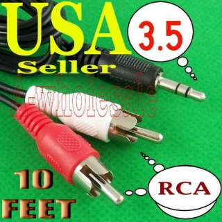 10FT 3.5mm Male to 2 RCA Male Stereo Audio Cable  12  