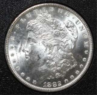 1882 CC GSA MORGAN SILVER DOLLAR WITH BOX AND PAPERS, VAM 3 VARIETY 