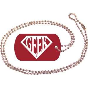  Super Geek Red Dog Tag with Neck Chain 