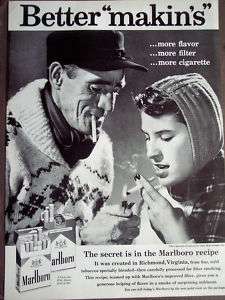 1959 people in winter clothing Marlboro cigarettes Ad  