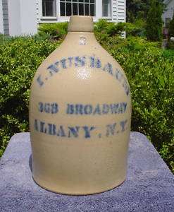 Albany New York Stoneware Merchant Advertising Jug 1880  