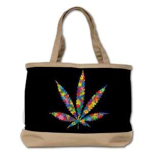  Shoulder Bag Purse (2 Sided) Tan Marijuana Flowers 60s 