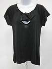 MARC BY MARC JACOBS Black Cotton Short Sleeve Bow Keyhole T Shirt Top 
