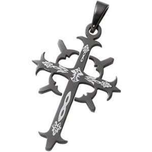  Stainless Steel Black Immersed Cross Pendant Jewelry