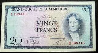 LUXEMBOURG 20 FRANCS NOTE  