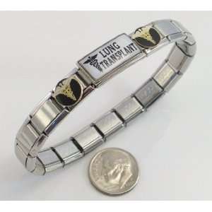  Lung Transplant Medical ID Alert Italian Charm Bracelet Jewelry
