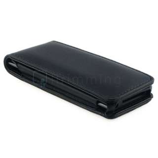 For Apple iPod NANO 5G 5th Generation Black Leather Hard Flip Case 