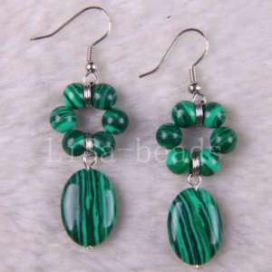 Green Malachite Loose Beads Dangle Earrings LU123  