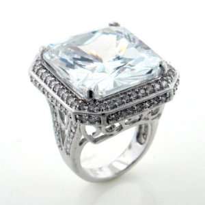 Huge Sparkling CZ Clear In Your Dreams Silver Toned Ring Size 6(Sizes 