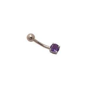   14K White Gold with 5mm Iolite stone. Belly Button Ring Navel Rings