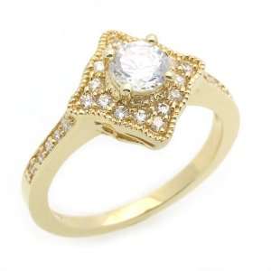 14K Engagement Ring 0.75ctw CZ Cubic Zirconia Solitair Yellow Gold 