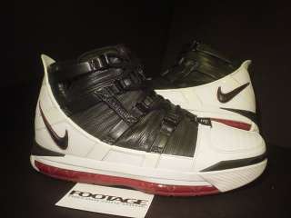 2005 Nike Zoom LEBRON JAMES III 3 WHITE BLACK VARSITY CRIMSON RED 