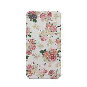  White Pink Vintage Floral iPhone 4/4S Case Iphone 4 Case mate Cases 
