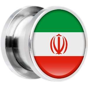  20mm Stainless Steel Iran Flag Saddle Plug Jewelry