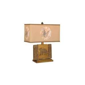  Wide Faux Stone Table Lamp with Bear Design in Aged Gold 