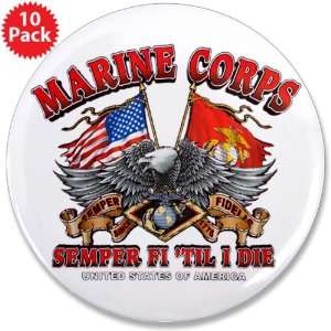 3.5 Button (10 Pack) Marine Corps Semper Fi Til I Die 
