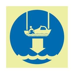   IMO, Symbol, Lower Rescue Boat To Water, 6 X 6, Glow Rigid Laminated