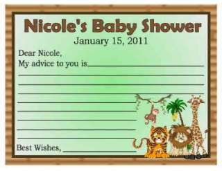 20 JUNGLE BABY SHOWER FAVORS ADVICE CARDS  