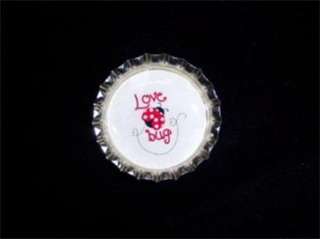 bottle cap charms lovebugs lady bugs heart valentine silver toned 