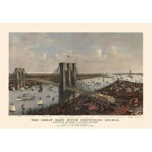  Antique Map of the Brooklyn Bridge and New York City (1885 