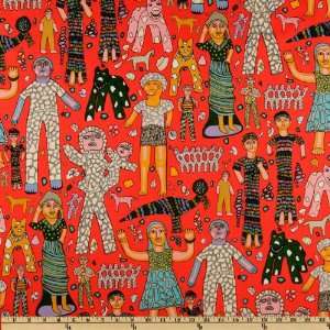  44 Wide Inspirations Folkart People Red Fabric By The 