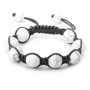   Mens White Howlite Gemstone 14MM Jabari Disco Ball Bracelet Jewelry