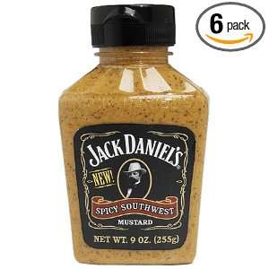 Jack Daniels Spicy Southwest Mustard, 9 Ounce Jars (Pack of 6)