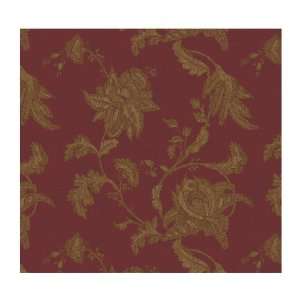  Jacobean Floral Scroll Wallpaper, Red/Gold Pearl