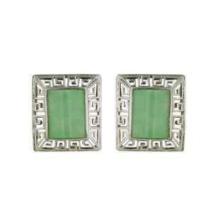   Silver Rectangulare Green Jade Earring Silver Empire Jewelry Jewelry
