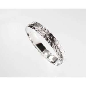 Hawaiian silver bangle   Maile Leaves 12MM. *  from 