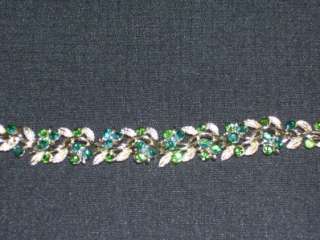 Lisner Vintage Aurora Borealis bracelet W/Goldtone Leaf  