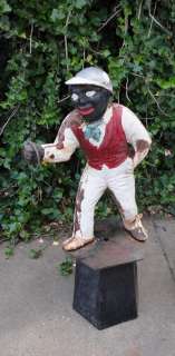   Antique Cast Iron Black Americana Lawn Jockey  Jocko Statue   