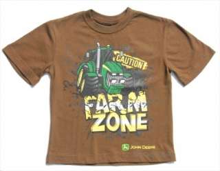 New JOHN DEERE Boys T Shirt Size 7 Brown FARM ZONE Tractor
