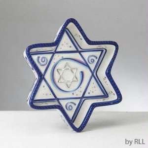  Chanukah Ribbons Star of David Ceramic Tidbit Tray