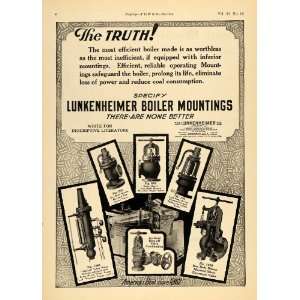  1924 Ad Lunkenheimer Boiler Mountings Safety Valve Coal 