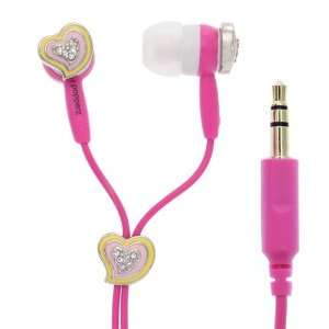  Ipopperz Jewelz Earbuds   Hearts Ear Bud on Rose Cord 