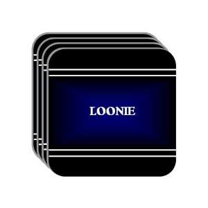 Personal Name Gift   LOONIE Set of 4 Mini Mousepad Coasters (black 