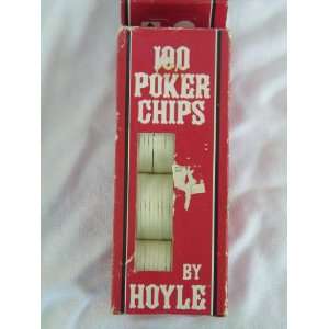  Vintage White Ridged Poker Chips Hoyle in Box 1822 