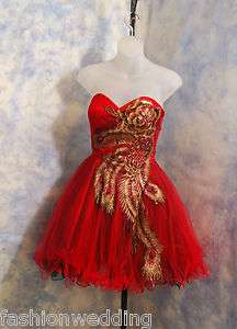 Short Party gown formal dress RED peacock Style Tulle sizes exsmall to 