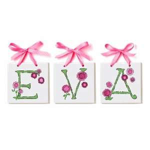  Polkadot Flowers Personalized Name Tile 