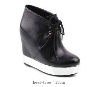 New Womens Platform LaceUp Wedge Ankle Boots