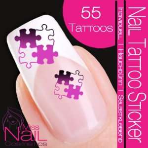    Nail Tattoo Sticker Puzzle / Jigsaw   black / lilac Beauty