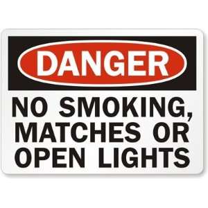 Danger No Smoking, Matches Or Open Lights Diamond Grade Sign, 24 x 