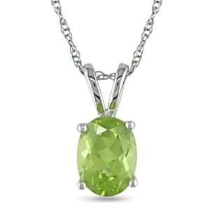  10KW 1 1/4ct TGW Pendant w/ 8X6mm Oval Peridot & Chain 