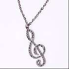 Charm New Rhinestones Necklace Music Notes Style Pendant Chain