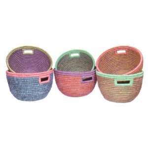  Set of 6 Colorful Kaisa Grass Baskets Handwoven Fair Trade 