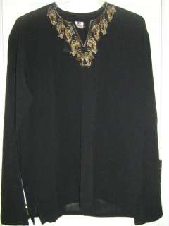 NWT black georette kurti top tunic blouse shirt indian outfit yellow 